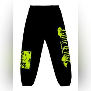 Billie Eilish tour merch black and lime green sweat pants size Medium